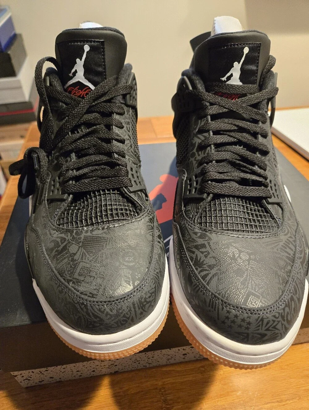 AIR JORDAN 4 RETRO SE LASER BLACK GUM SIZ3 15